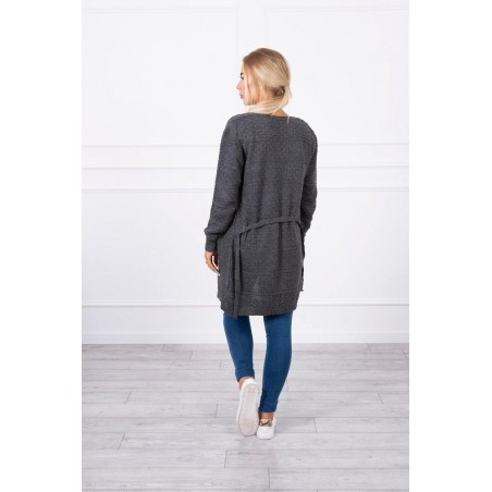 Dámsky grafitový kardigán s opaskom SN-7034