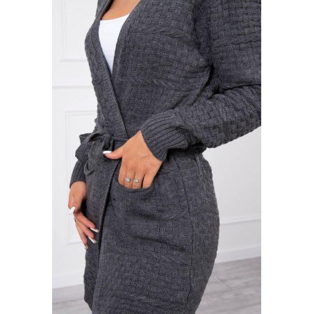 Dámsky grafitový kardigán s opaskom SN-7034