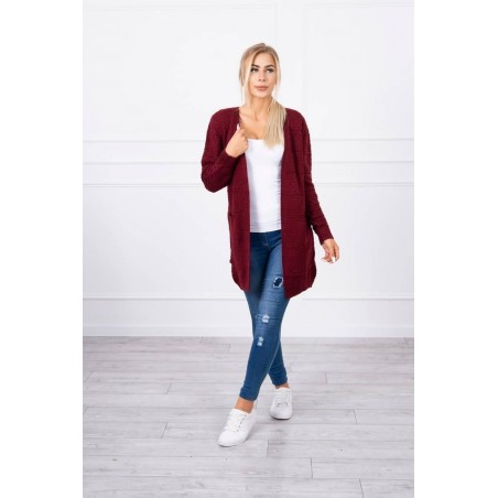 Dámsky bordový kardigán s opaskom SN-7034