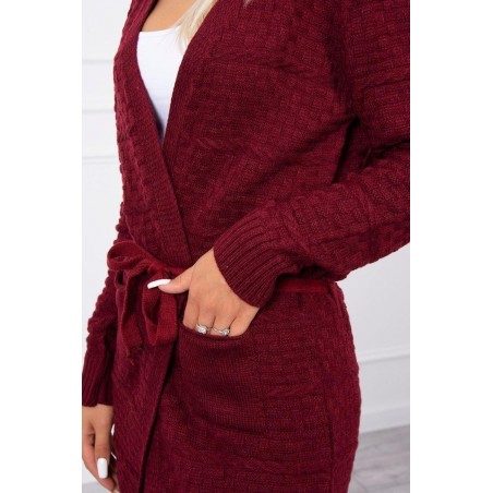 Dámsky bordový kardigán s opaskom SN-7034