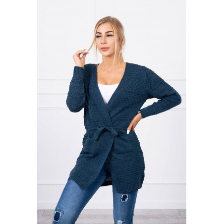 Dámsky modrý kardigán s opaskom SN-7034