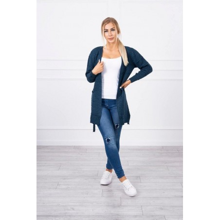 Dámsky modrý kardigán s opaskom SN-7034