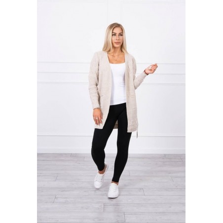 Dámsky kardigán s opaskom SN-7004 - béžový