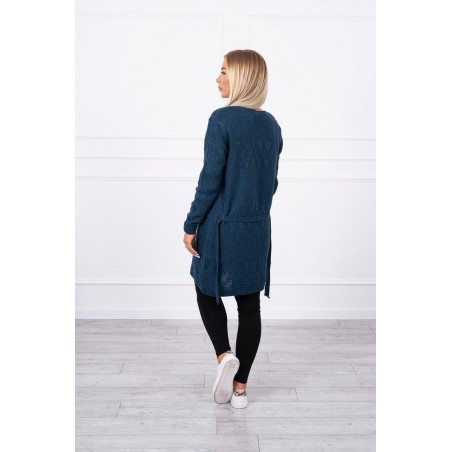 Dámsky kardigán s opaskom SN-7004 - džínsový