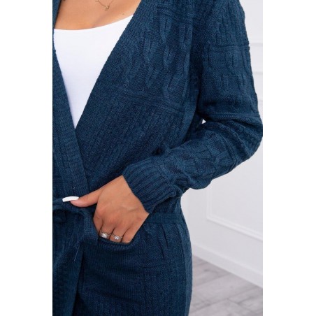 Dámsky kardigán s opaskom SN-7004 - džínsový