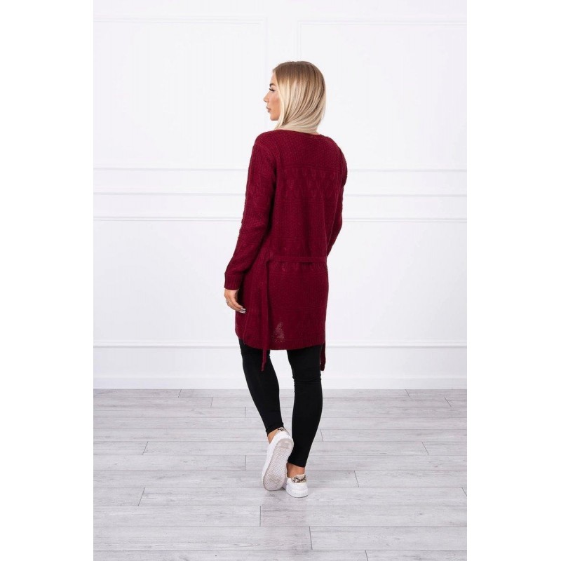 Dámsky kardigán s opaskom SN-7004 - bordový