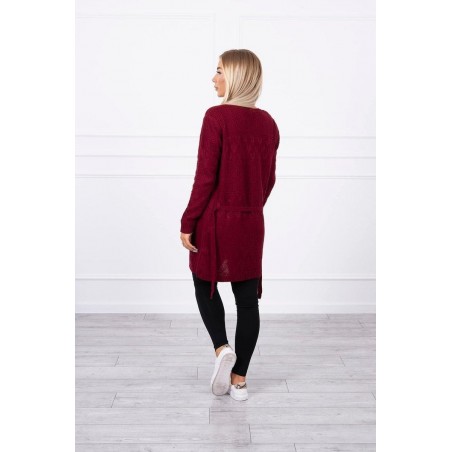 Dámsky kardigán s opaskom SN-7004 - bordový