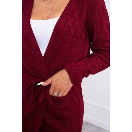 Dámsky kardigán s opaskom SN-7004 - bordový