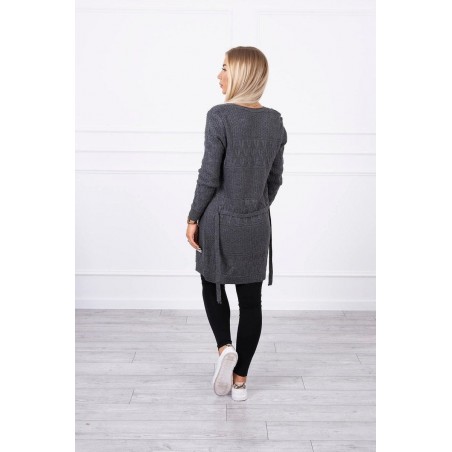 Dámsky kardigán s opaskom SN-7004 - grafitový