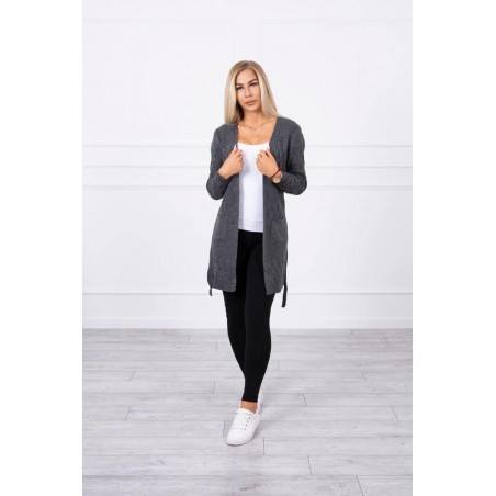 Dámsky kardigán s opaskom SN-7004 - grafitový