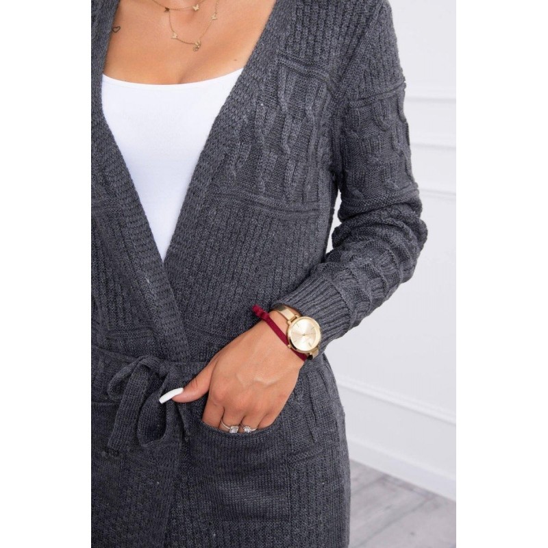 Dámsky kardigán s opaskom SN-7004 - grafitový