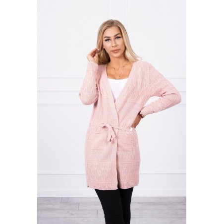Dámsky kardigán s opaskom SN-7004 - ružový