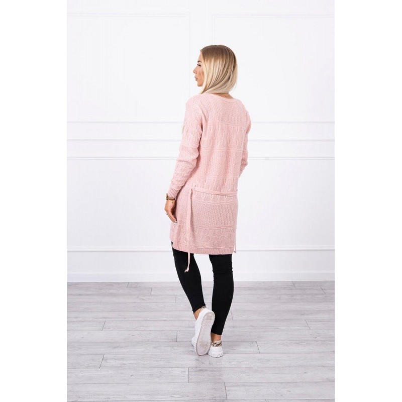 Dámsky kardigán s opaskom SN-7004 - ružový
