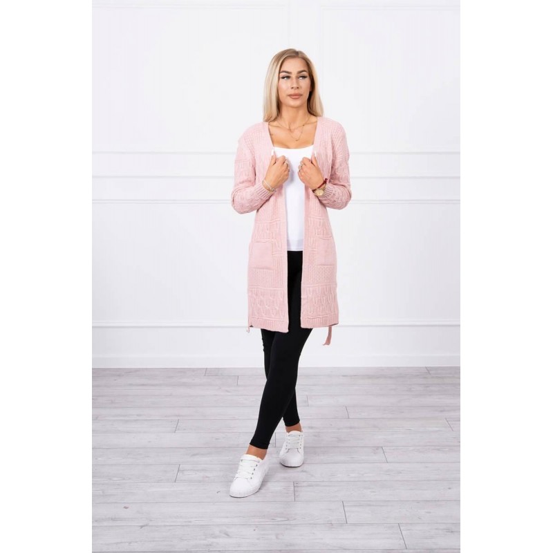 Dámsky kardigán s opaskom SN-7004 - ružový