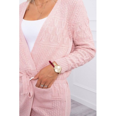 Dámsky kardigán s opaskom SN-7004 - ružový