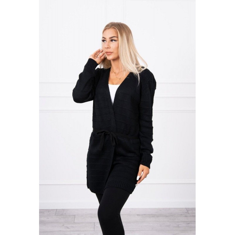 Pletený dámsky čierny kardigán SN-7023