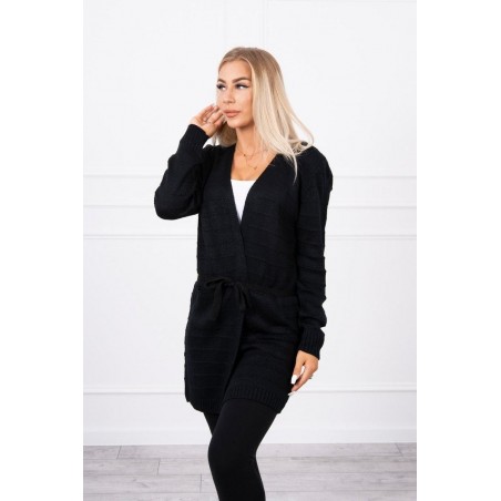 Pletený dámsky čierny kardigán SN-7023