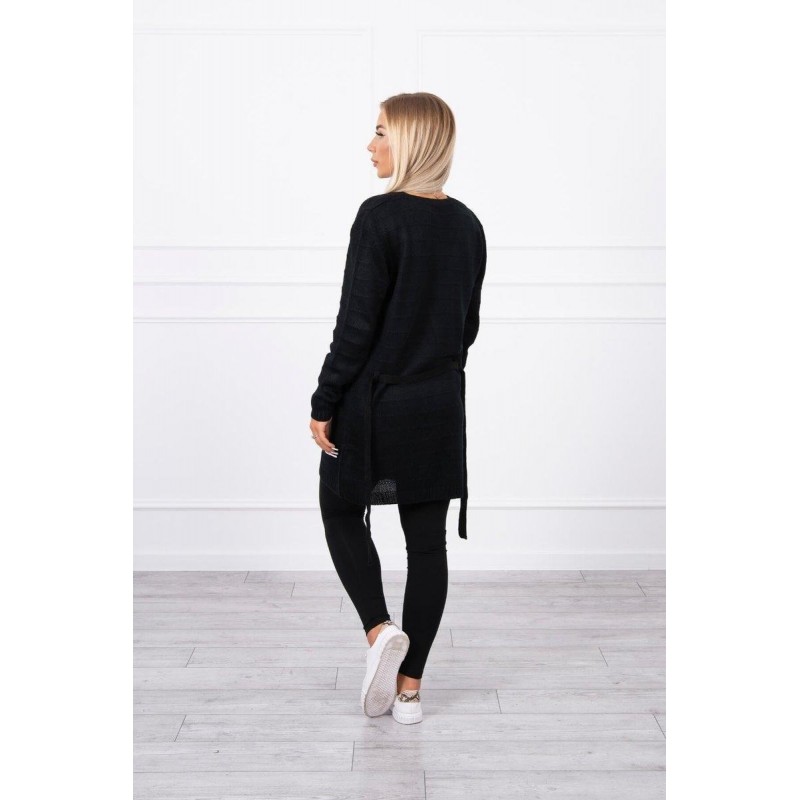 Pletený dámsky čierny kardigán SN-7023
