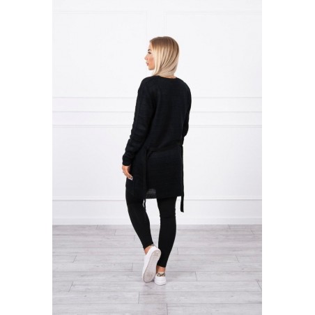 Pletený dámsky čierny kardigán SN-7023
