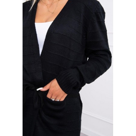 Pletený dámsky čierny kardigán SN-7023