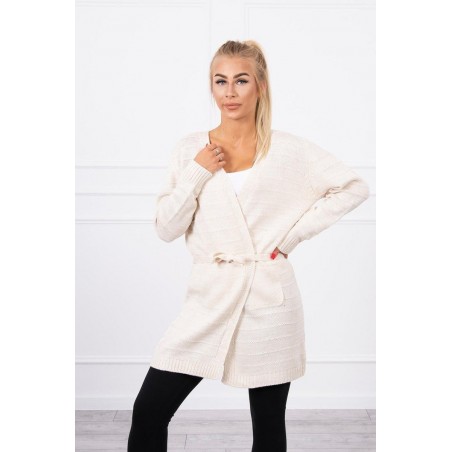 Pletený dámsky béžový kardigán SN-7023