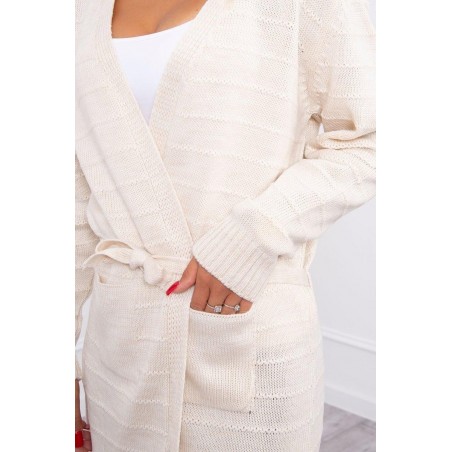 Pletený dámsky béžový kardigán SN-7023