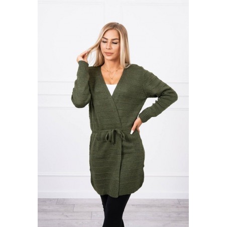 Pletený dámsky kaki kardigán SN-7023