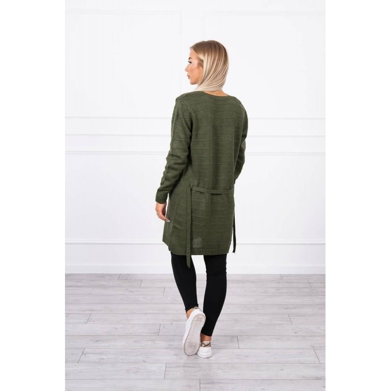 Pletený dámsky kaki kardigán SN-7023