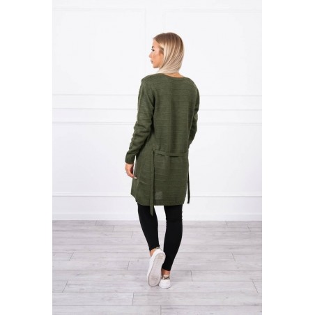 Pletený dámsky kaki kardigán SN-7023