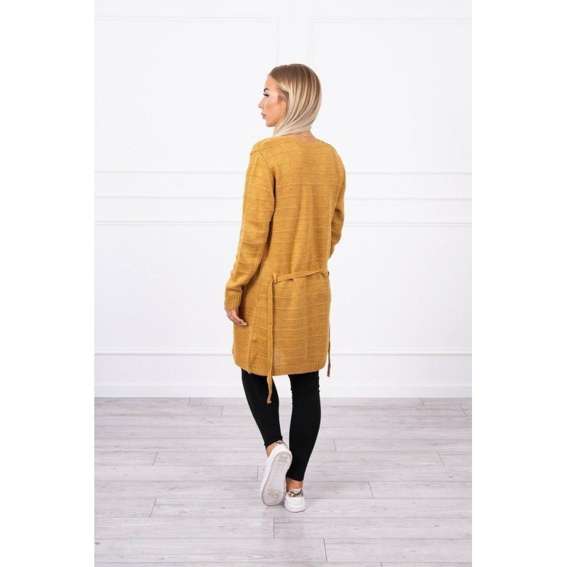 Pletený dámsky horčicový kardigán SN-7023