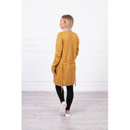 Pletený dámsky horčicový kardigán SN-7023