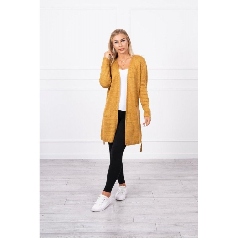 Pletený dámsky horčicový kardigán SN-7023