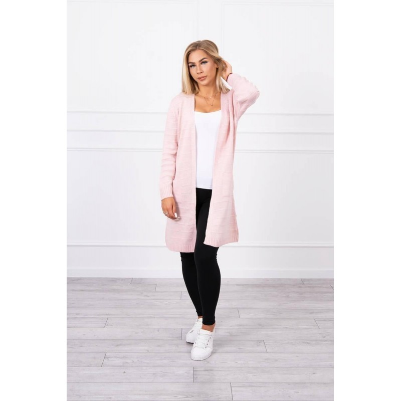 Pletený dámsky ružový kardigán SN-7023