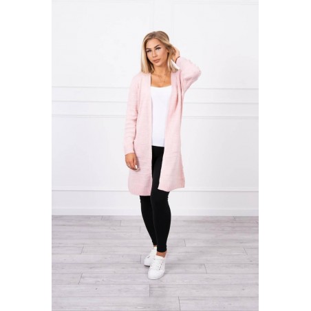 Pletený dámsky ružový kardigán SN-7023