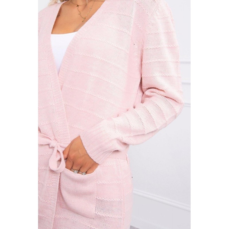Pletený dámsky ružový kardigán SN-7023