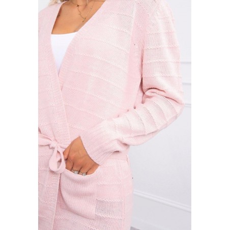 Pletený dámsky ružový kardigán SN-7023