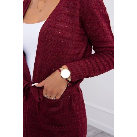 Bordový kardigán pre dámy SN-7031