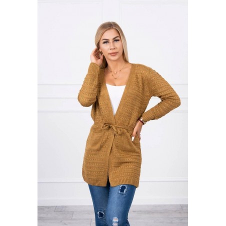 Horčicový kardigán pre dámy SN-7031