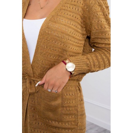 Horčicový kardigán pre dámy SN-7031