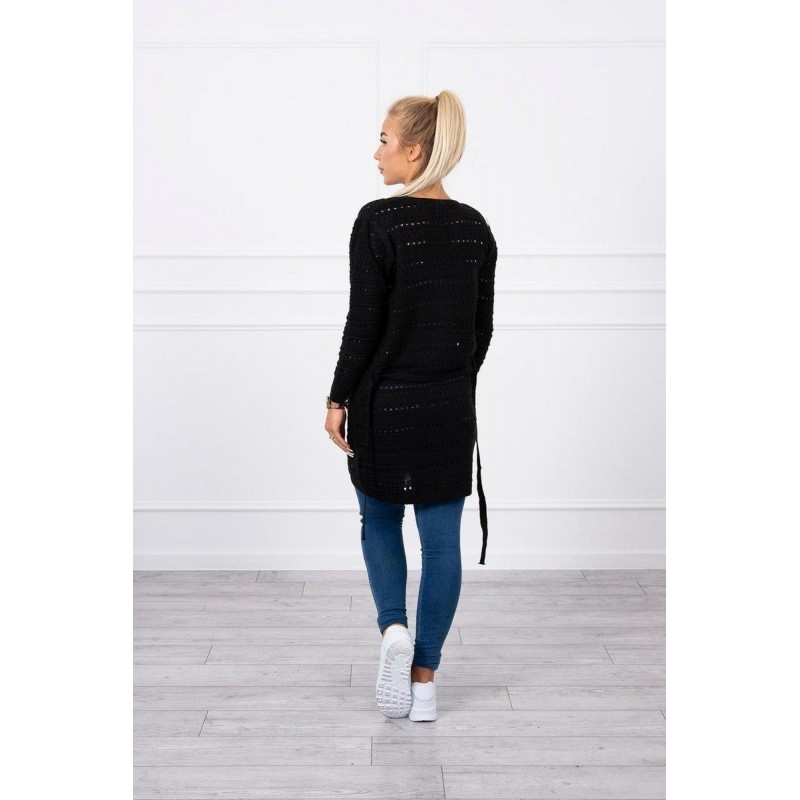 Čierny dámsky kardigán s jemnými očkami SN-7006