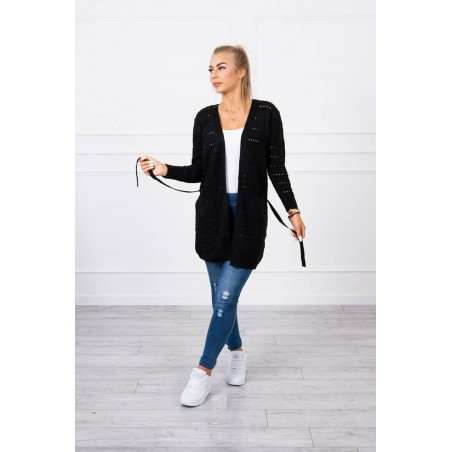 Čierny dámsky kardigán s jemnými očkami SN-7006