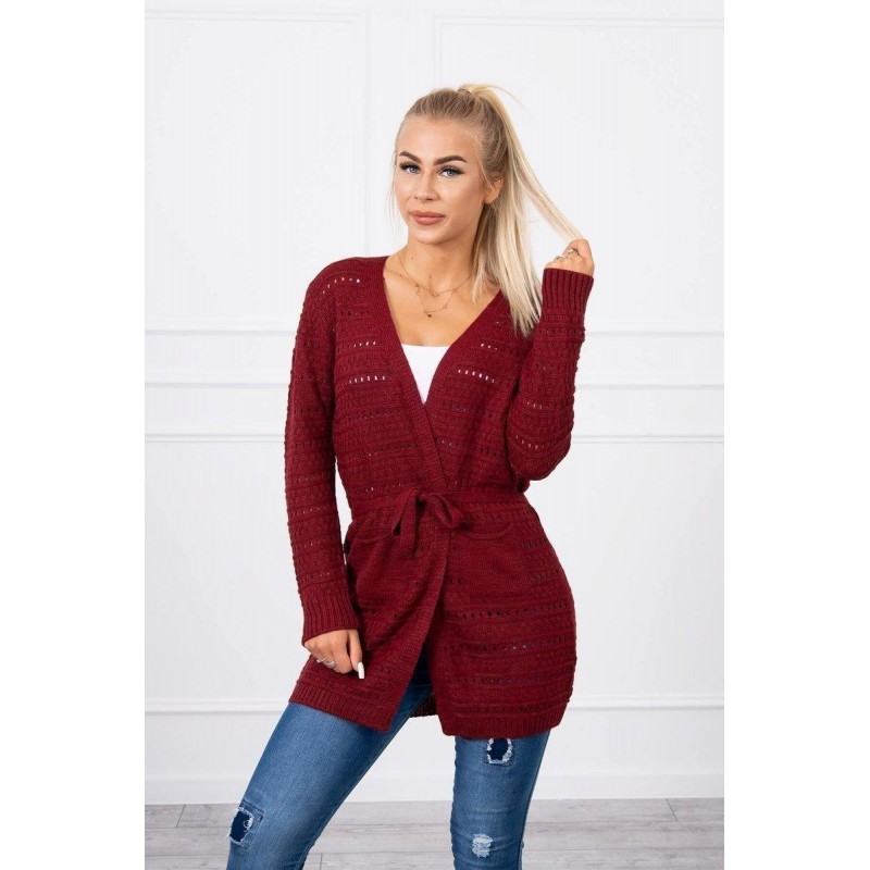 Bordový dámsky kardigán s jemnými očkami SN-7006