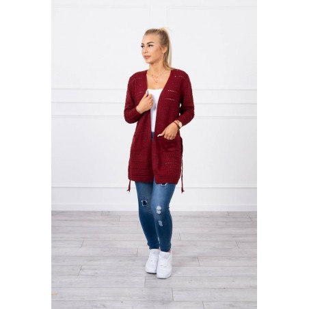 Bordový dámsky kardigán s jemnými očkami SN-7006