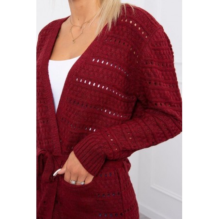 Bordový dámsky kardigán s jemnými očkami SN-7006
