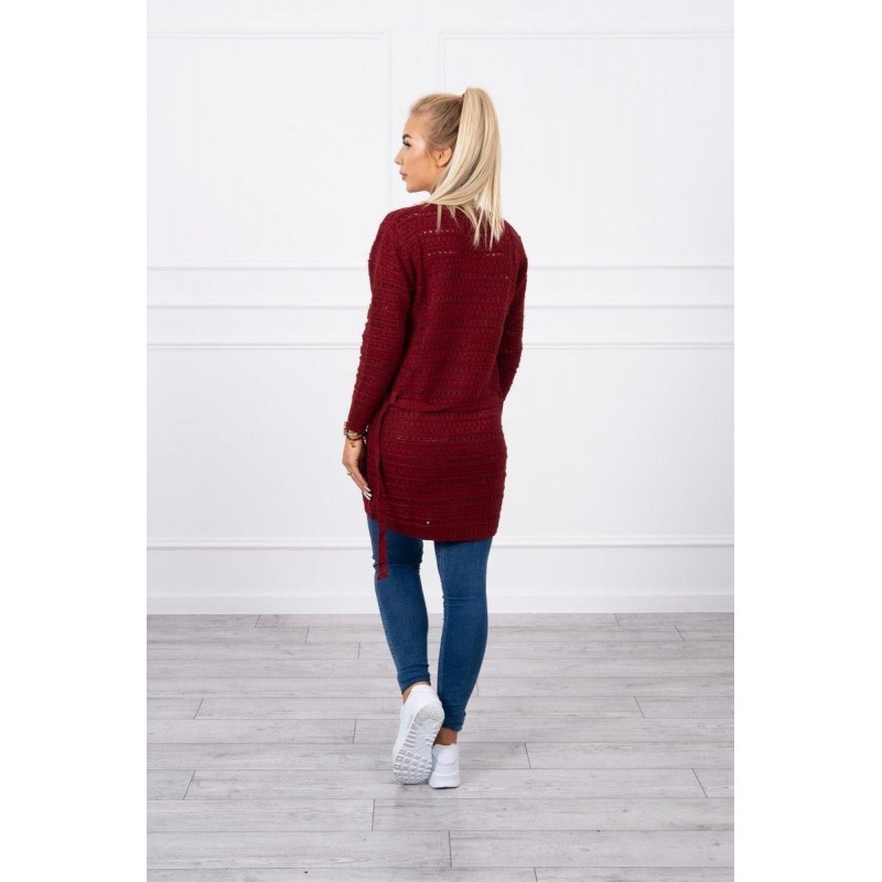 Bordový dámsky kardigán s jemnými očkami SN-7006