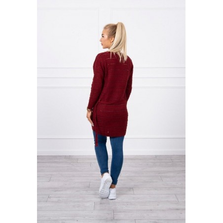 Bordový dámsky kardigán s jemnými očkami SN-7006