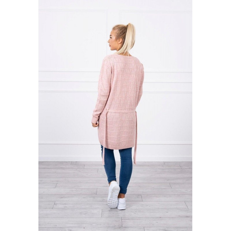Kardigán s opaskom pre dámy SN-7032 - ružový