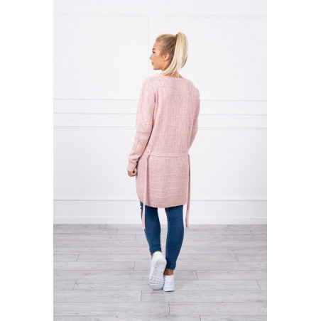 Kardigán s opaskom pre dámy SN-7032 - ružový
