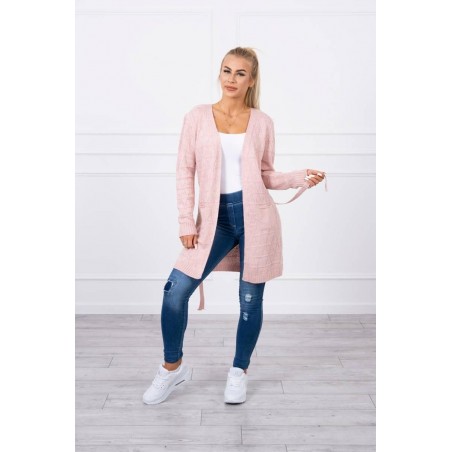 Kardigán s opaskom pre dámy SN-7032 - ružový