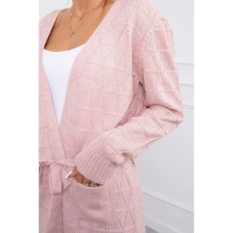 Kardigán s opaskom pre dámy SN-7032 - ružový
